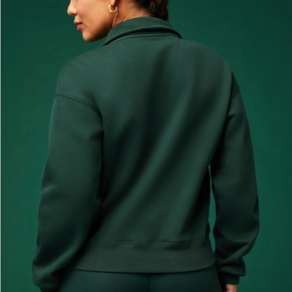 Women’s Half-Zip Pullover Sweatshirt - Dark Green Fabletics - Picture 2 of 3